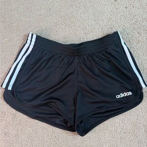 Adidas Women's Black Athletic Shorts with White Stripes